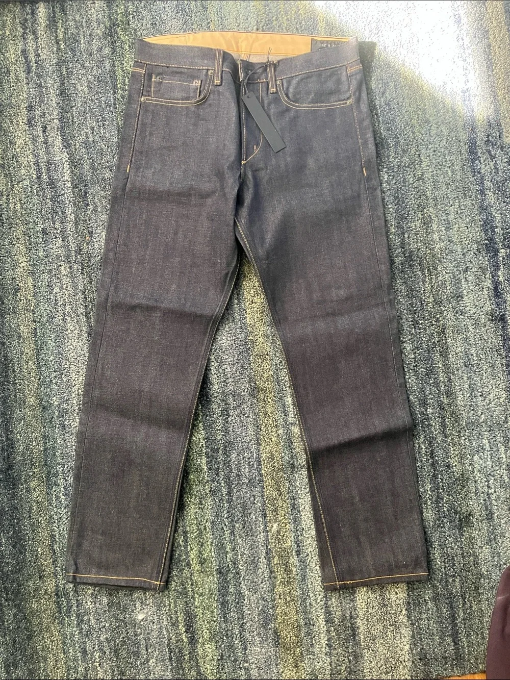 rag & bone Raw Selvedge Denim Dark Blue Slim Straight Jeans